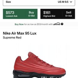 Nike Air Max 95 Lux x Supreme Red (New) No box