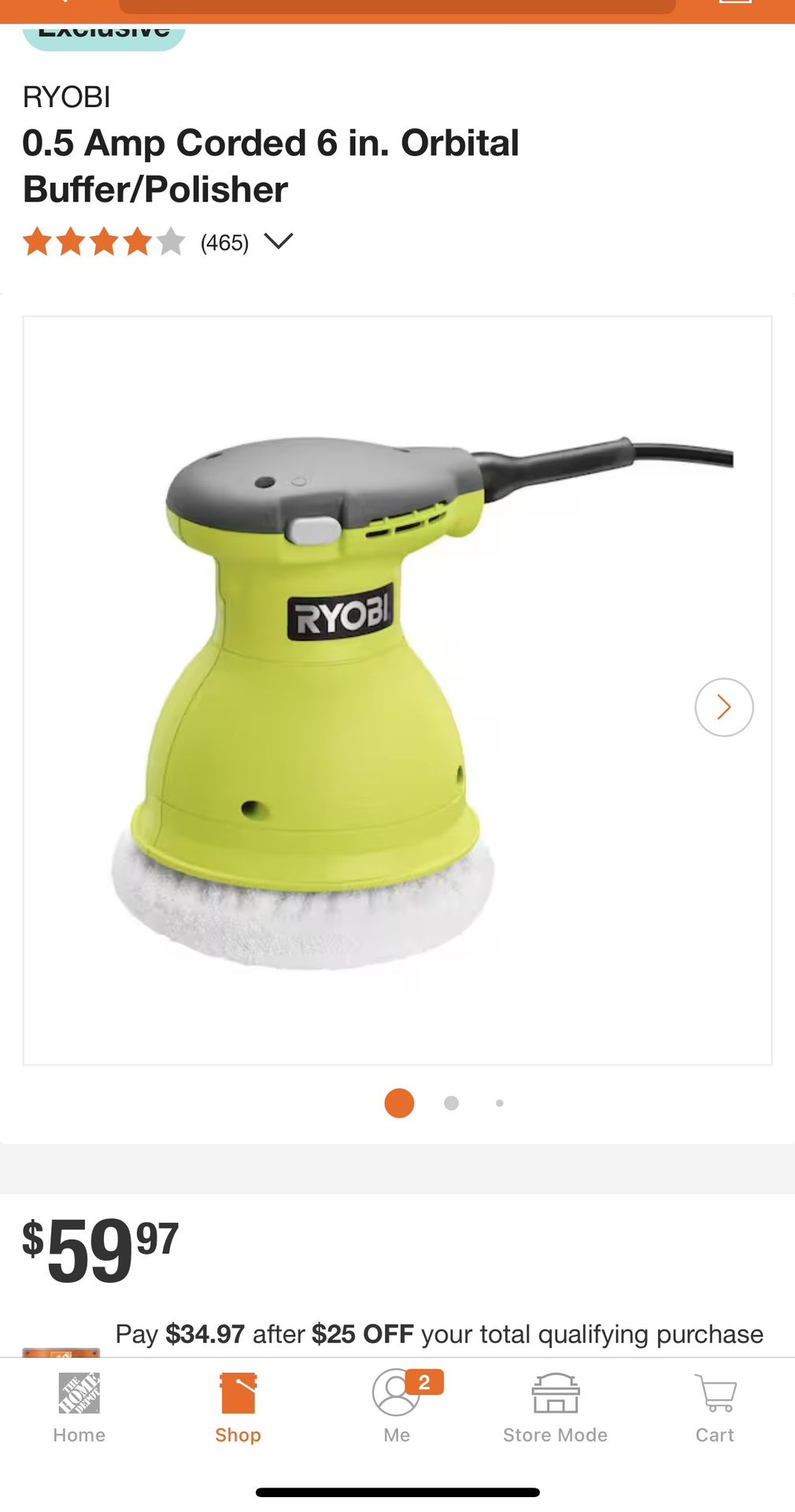 RYOBI 0.5 Amp Corded 6 in. Orbital Buffer/Polisher