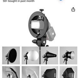 2 Pairs Godox S-Type Bracket Bowens S Mount Holder for Speedlite Flash Snoot Softbox Honeycomb with USB Light