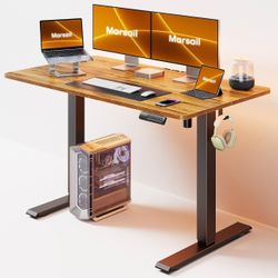New Electric Standing Desk, 47 X 24 Inch Height Adjustable Desk, Sit Stand Desk for Home Office, Computer & Gaming Desk with 4 Presets, Rustic Brown