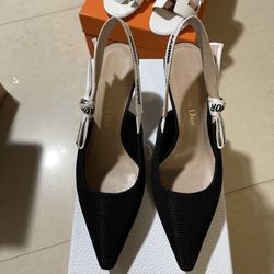 DIOR Women's Knitted Backless High Heel Sandals