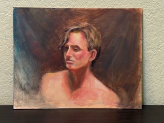 KATHI COLMAN - Oil Painting Study of Portrait of Shirtless Man #2