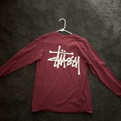 Burgundy Stussy long sleeve