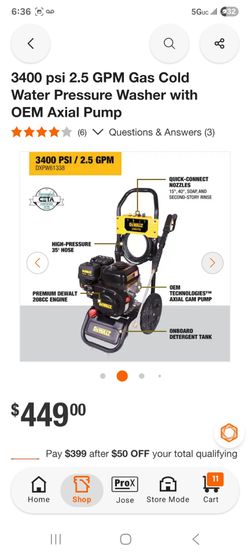 DeWalt 3400 PSI 2.5 GPM Gas Pressure Washer