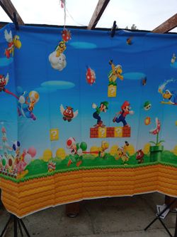Super Mario Birthday Backdrop
