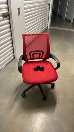 Red Swivel Office Chair w/3 replacable caster wheels