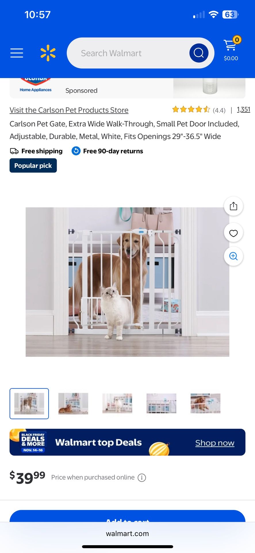 Carlson Extra Wide With Small Pet Door Gate