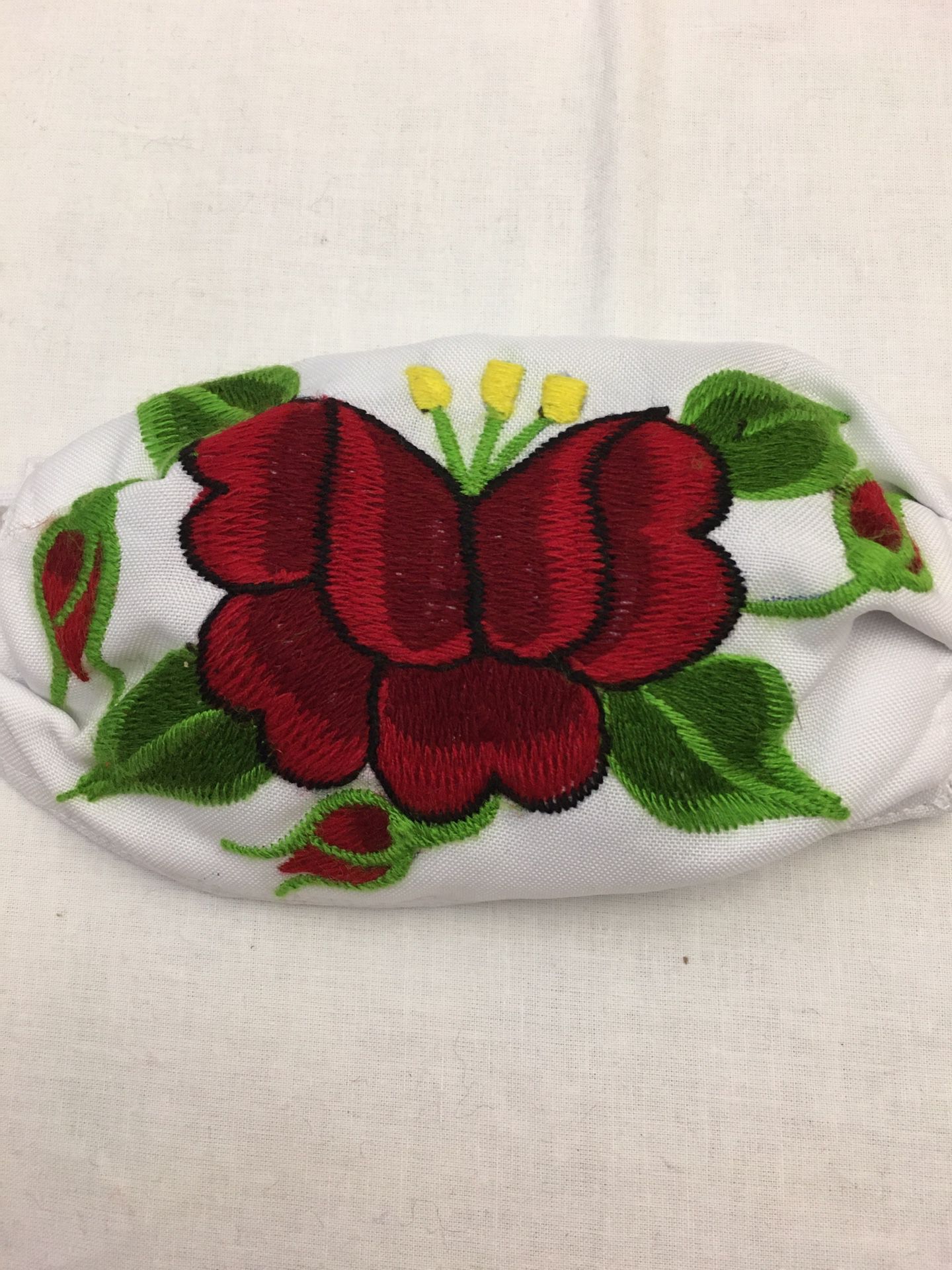 Face mask Embroidered Mexico flower 7X5” very soft
