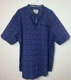 paperdenim & cloth Men's Blue Floral Stretch Button-Up Shirt Short Sleeve 2X
