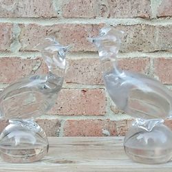 Vintage Glass Pheasant Sculptures 
