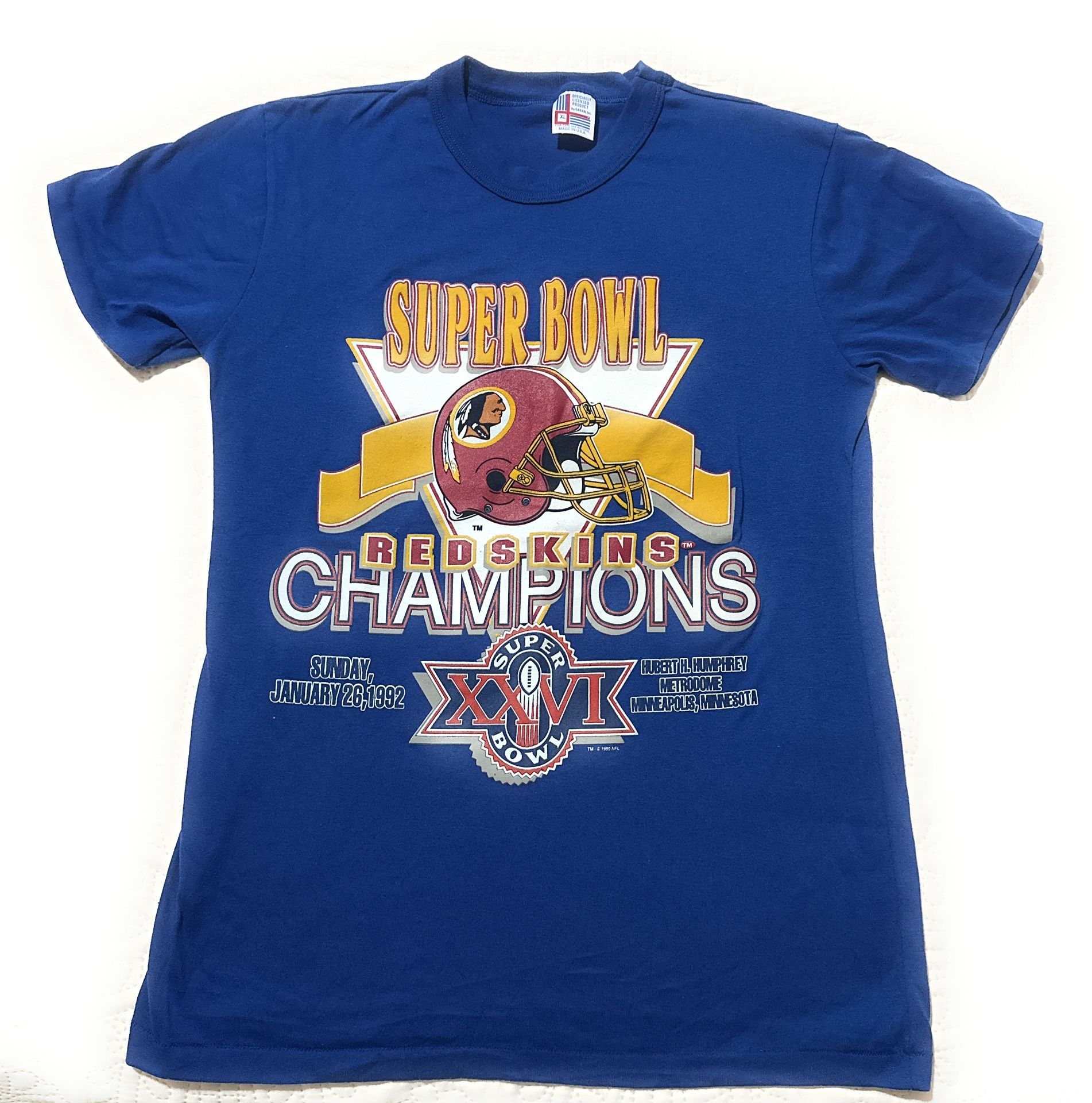 Vintage 1992 Washington Redskins Super Bowl XXVI Champions T-Shirt XL USA Made