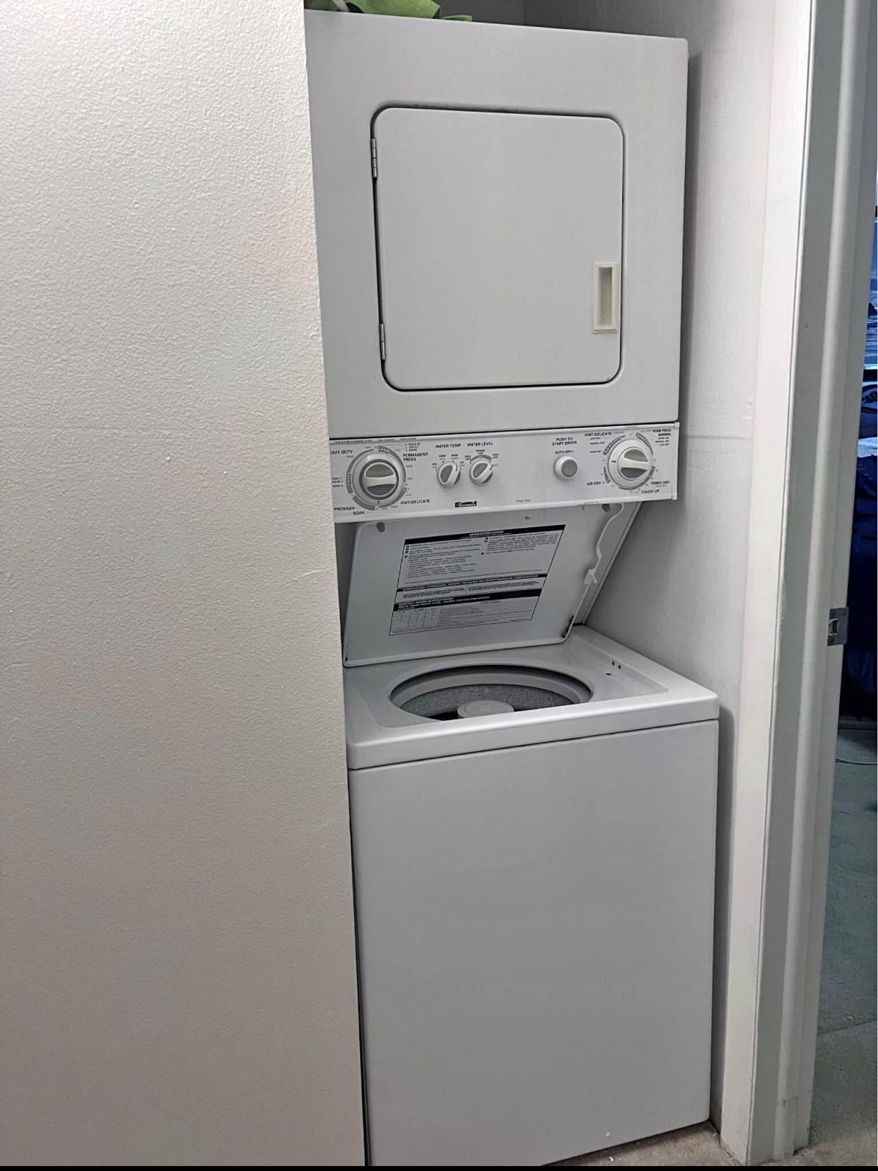 Apartment size stackable washer and dryer