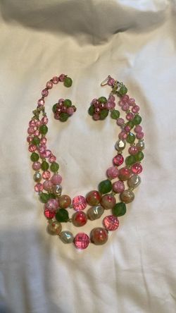 Colorful, Vintage Necklace with Matching Earrings