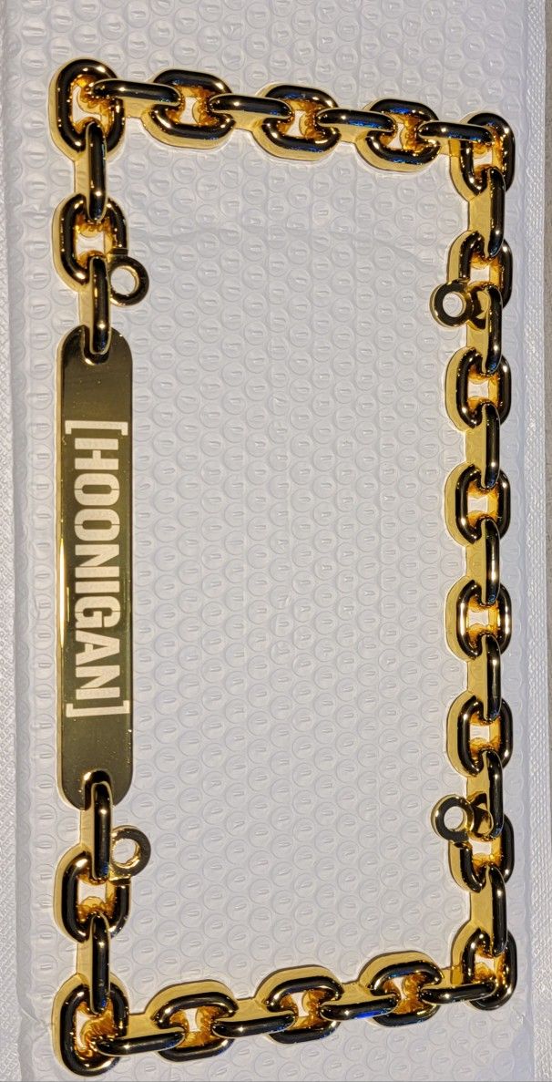 Hoonigan Gold Chain License Plate Frame