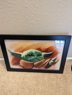 Star Wars Baby Yoda Mandalorian Artwork Framed