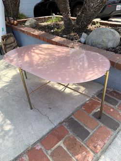 Pink Glass Top Coffee Table Gold Legs