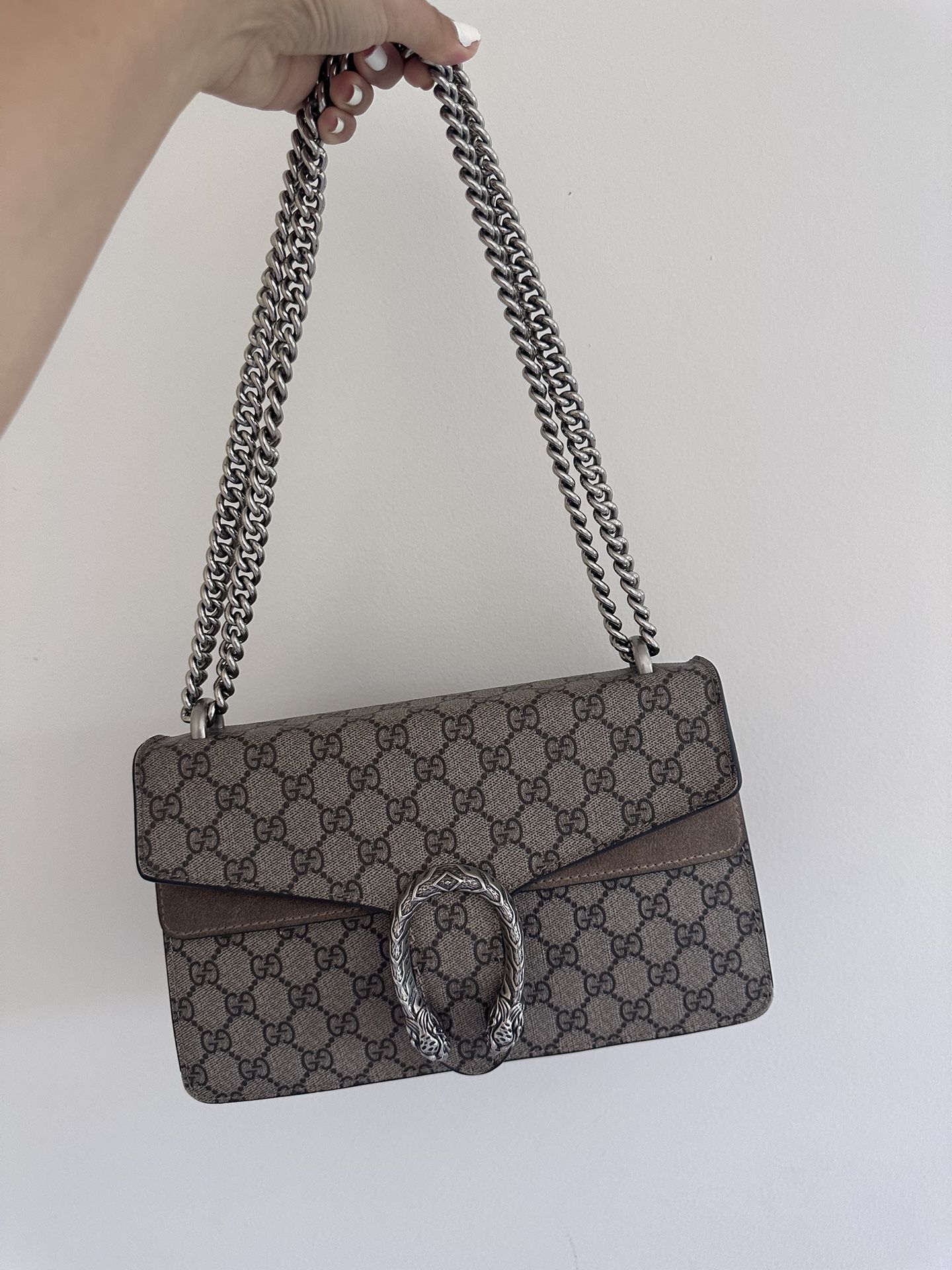 Gucci GG Supreme Monogram Small Dionysus Shoulder Bag Taupe