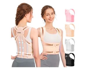 Fit Geno Back Brace Posture Corrector for Women and Men, Shoulder Straightener, Adjustable Full Back Support, Upper and Lower Back Pain Relief - Scoli