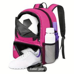 New Pink Soccer Bag  Backpack Football Volleyball & Basketball,with Ball Compartment and Shoe Storage