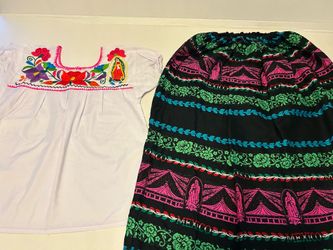Traditional handmade Mexican outfit featuring Our Lady of Guadalupe (Adult Size S)