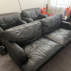 Leather Couch And Chairs