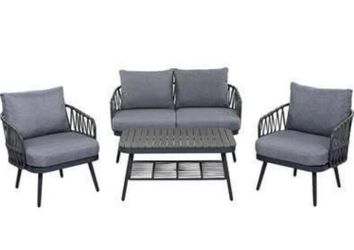 New Assembled Outdoor Patio Furniture Sets 4- Pieces Set Garden Conversation Bistro Sets Chairs
