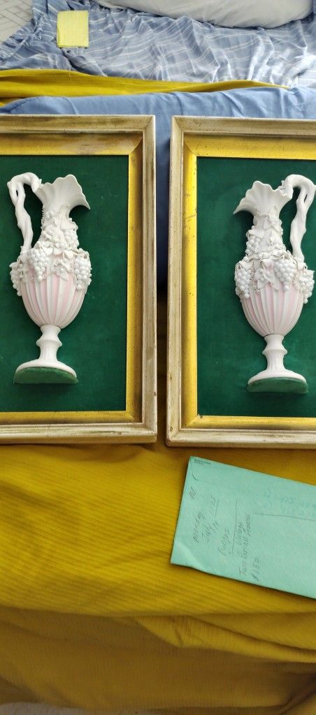 Set Of Two Vintage Parian Vase Franes