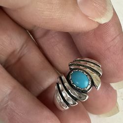 925 Sterling Silver And Turquoise Ring - Hallmarked On The Inside Of Ring -STER 