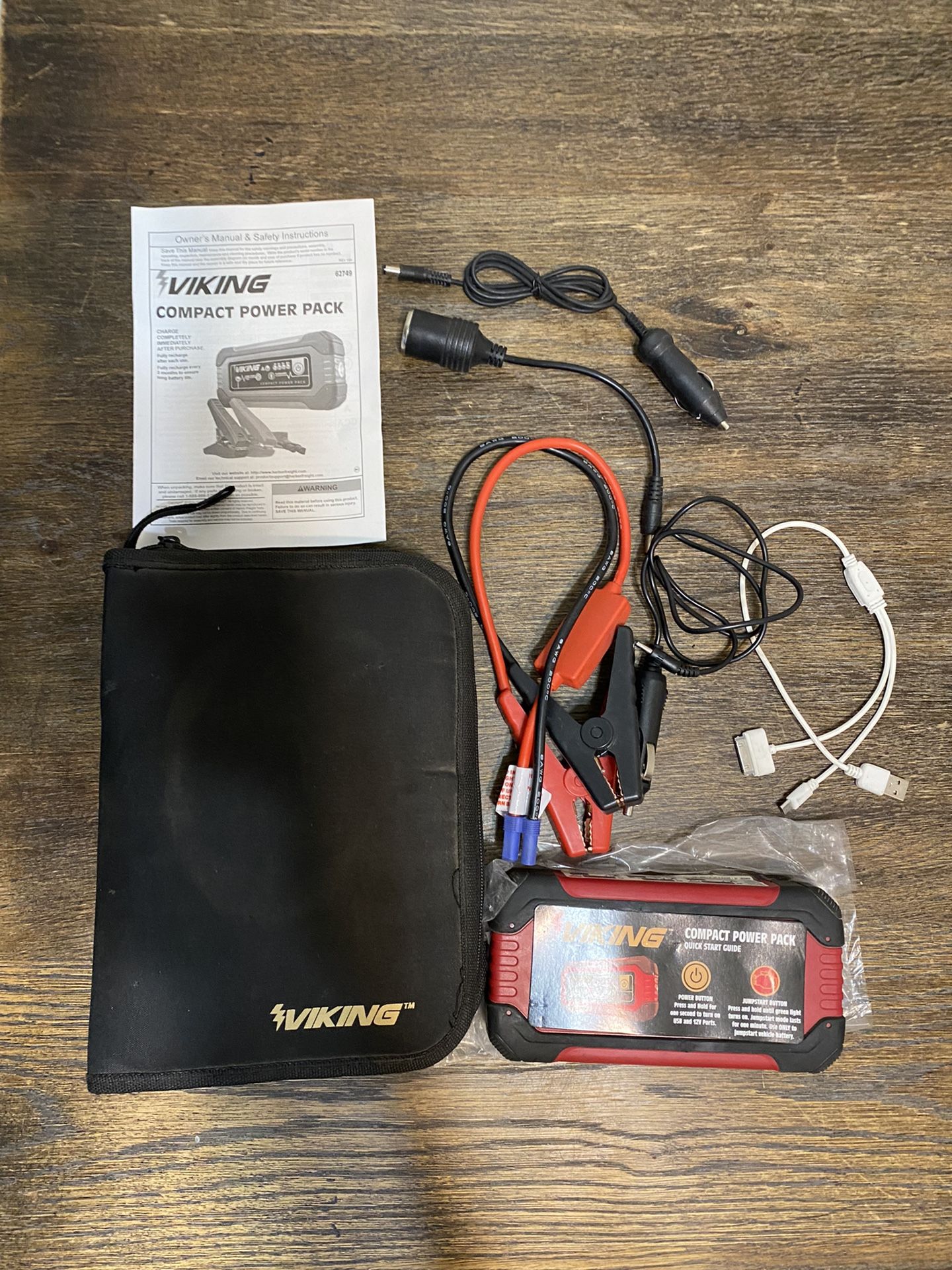 VIKING COMPACT POWER PACK 62749 12V 12,000 mAh Portable Jump Starter Tested Works The charging cable is not included but it’s charged up right now and