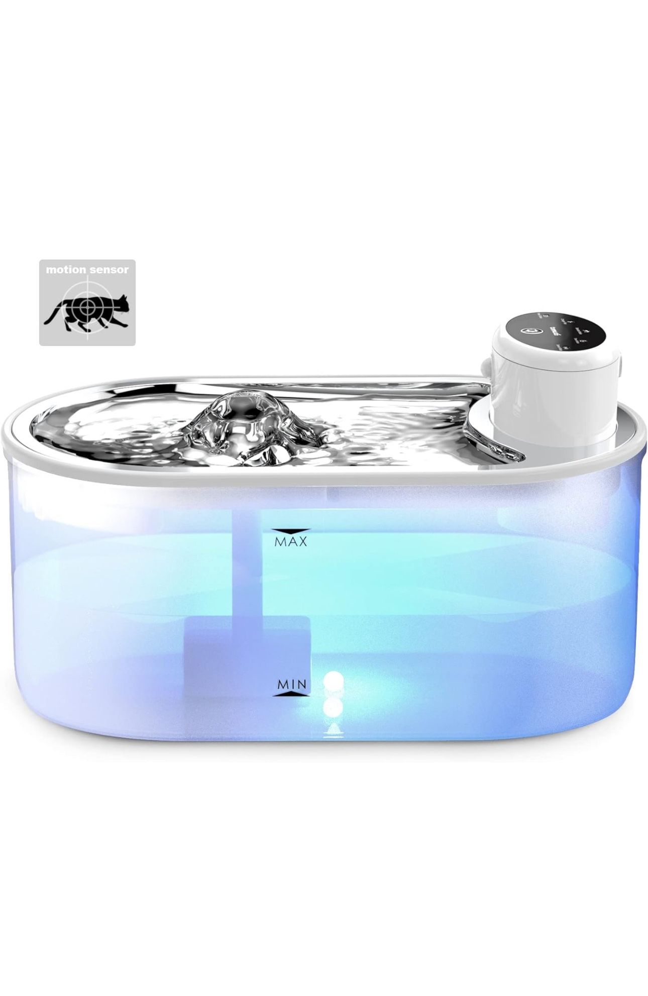 Tomxcute Battery Operated Cat Water Fountain,3.0L/102oz Motion Sensor Automatic Pet Fountain Cordless Dog Water Dispenser,Ultra-Quiet and 2 Replacemen