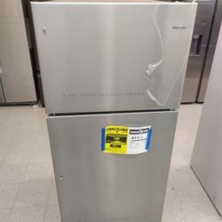 WHIRLPOOL STAINLESS STEEL APARTMENT SIZE FRENCH DOOR REFRIGERATOR OPEN BOX ITEM 28