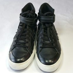 Converse One Star Leather Strap Collar Men's 12M Black Basketball Shoes Lace Up and Velcro Closure
