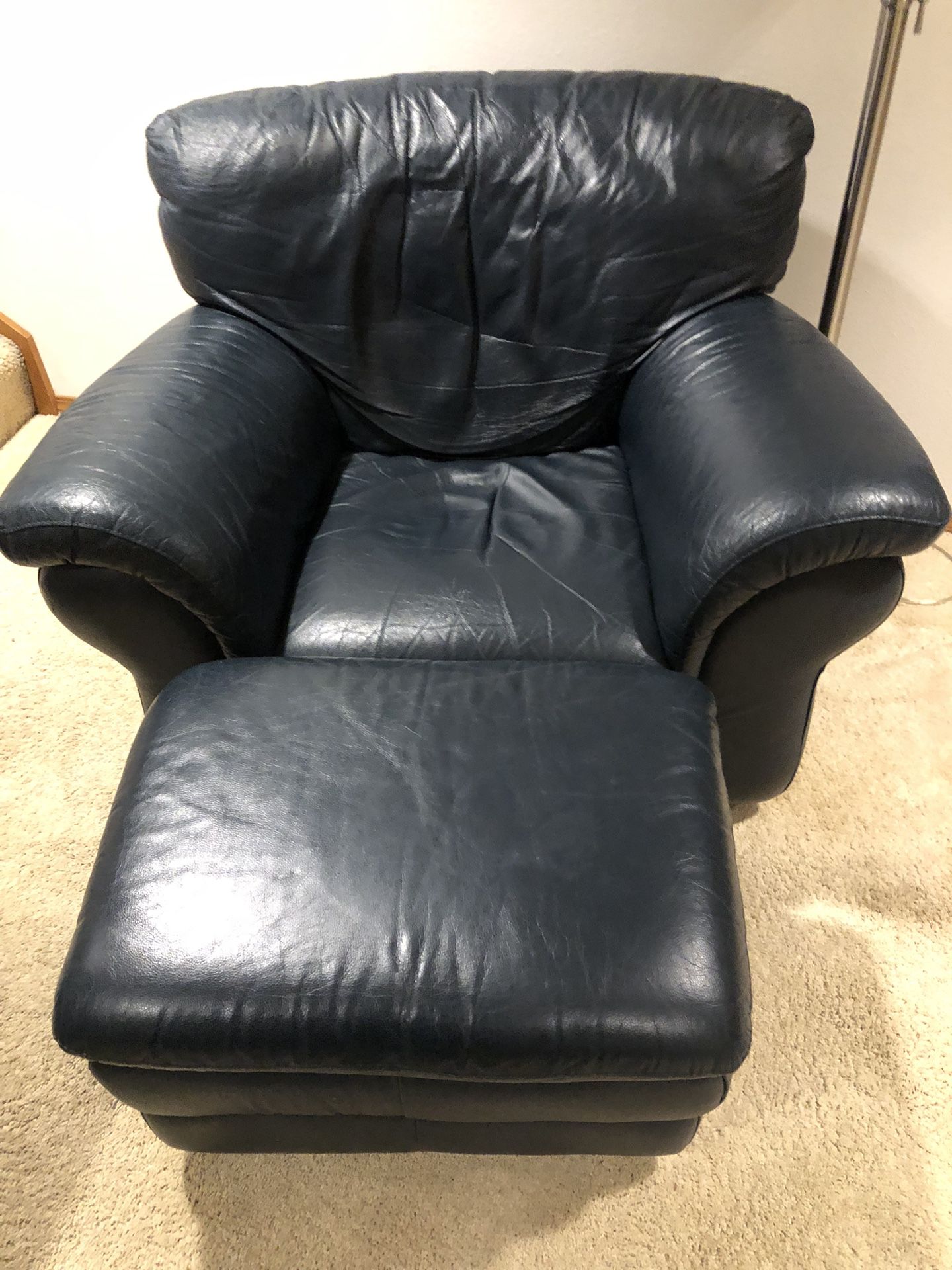 Free, leather chair, and ottoman good shape