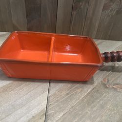 Metlox Poppytrail Red Divided Serving Dish W/ Handle