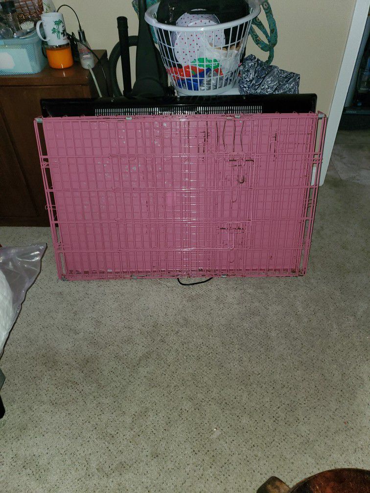 XL Pink Metal Dog Crate 42"x 27"
