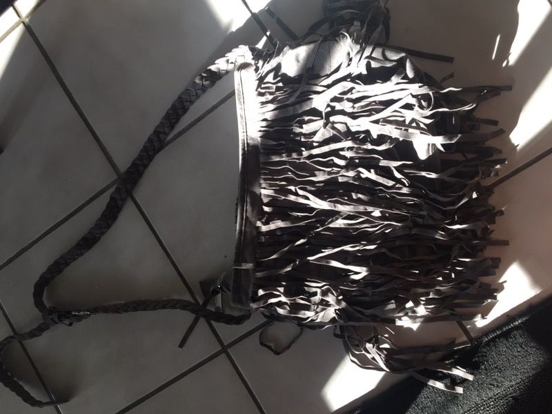 Grey fringe purse
