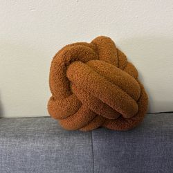 Decorative Throw Knot Pillow Ball for Home Chair Sofa Couch Bed Aesthetic Round Decor Pillows Lambswool Knotted Pillow Cushion (Caramel, 8inches)