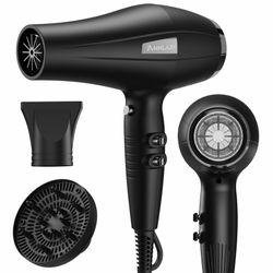 ANNLARY Ionic Hair Dryer with Diffuser, Blow Dryer, Professional 1875W Powerful AC Motor Hairdryer with 8.2Ft Cord for Women & Men, Fast-Drying Blow D