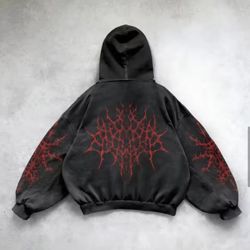 red and black goth hoodie 