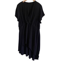 Torrid Women’s Size 2 Black V Neck Tunic Top high Low  Flutter Sleeves Stretch