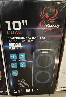 Bluetooth Speaker Size 2 X 10” 8,000 Watts 