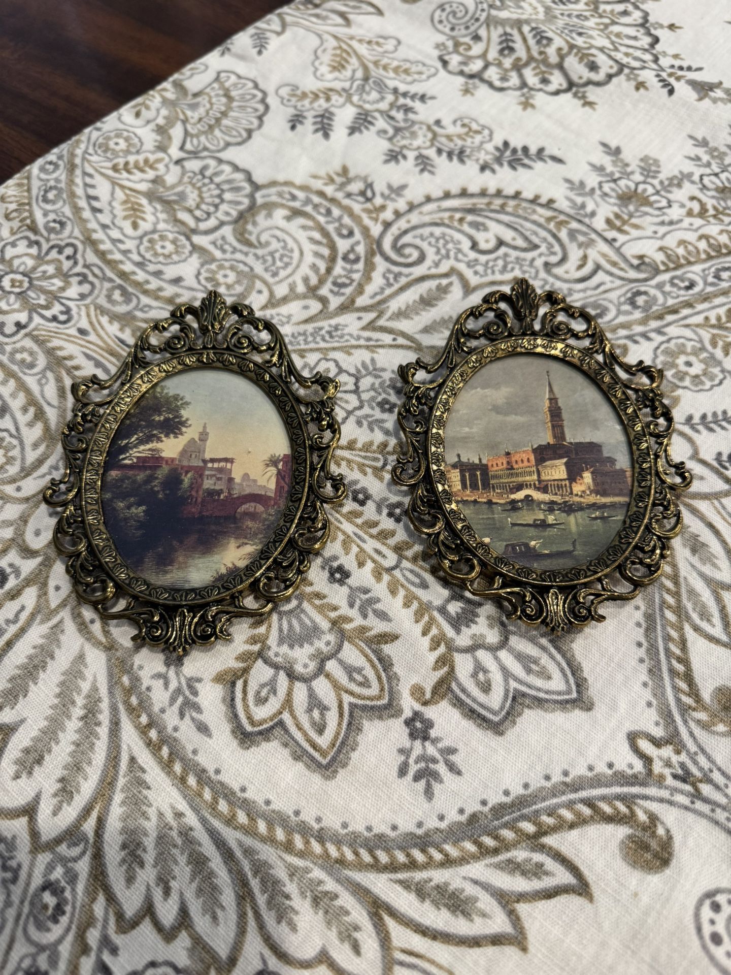 Set Of Two Mini Ornate Brass Frames
