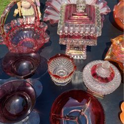 Vintage Carnival and Red Glass