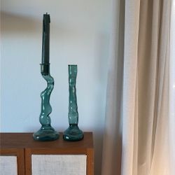 Scandinavian Glass Candle Stick Holders 