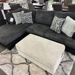 Brixley Pier Dark Gray Cozy Sectional Sofa with Chaise /P