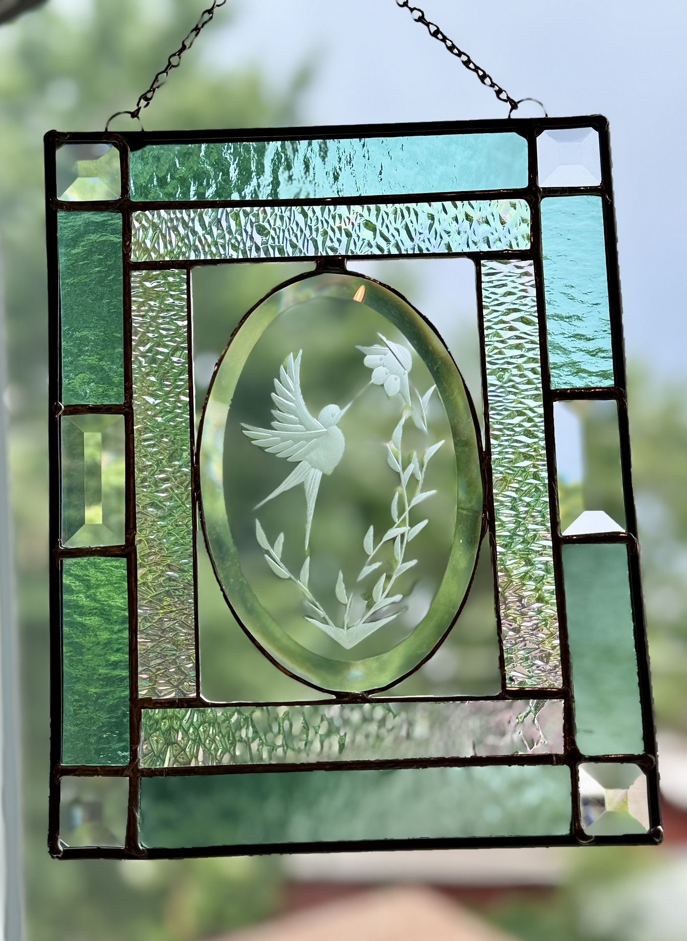 Vintage Stained Glass Hummingbird