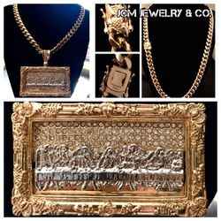 14K Gold Plated 30" Cuban w/ Last Supper Piece