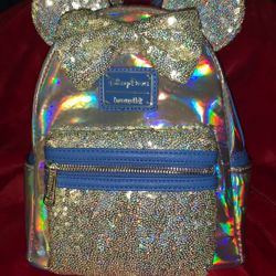 Loungefly Earidescent Gold Sequin Backpack Disney Parks 50th Anniversary