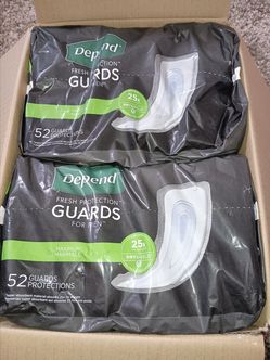 Depend Incontinence MAXIMUM Absorbency Guards pads 108 total 2 packs of 52