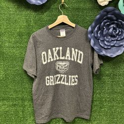 Jerzees Oakland University Gray Grizzlies T Shirt Size Medium